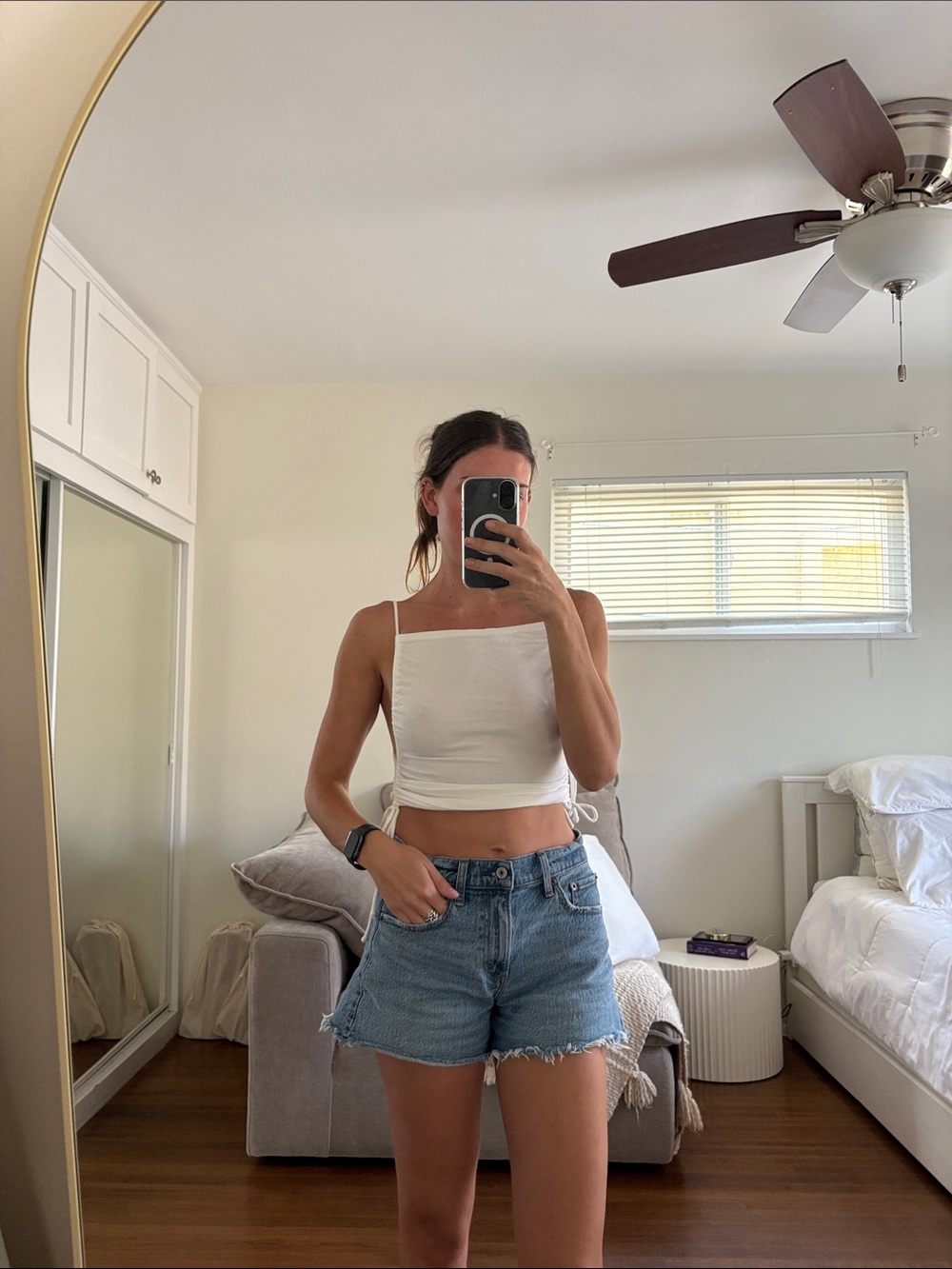 Women’s White Square Neck Crop Tank Top